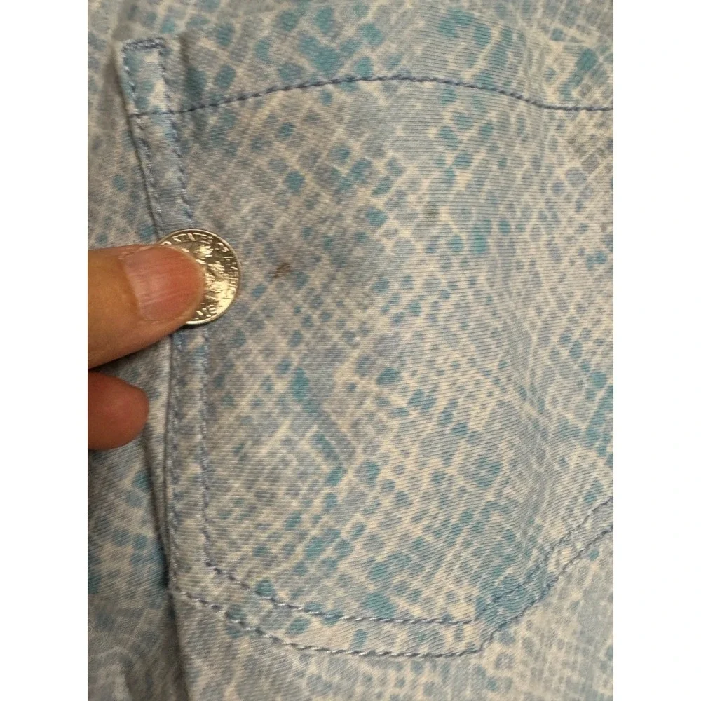J.McLaughlin Women's Size 4 Lexi Snake Print‎ Slim Leg Jeans  Blue White Flaw